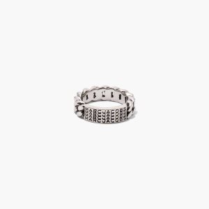 Marc Jacobs Barcode Monogram ID Chain Ring Strieborne | QHKTBZ216