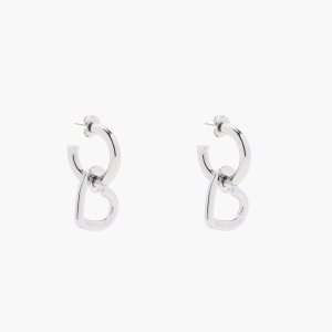 Marc Jacobs Charmed Double Heart Hoops Strieborne | RJUEFD250
