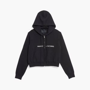 Marc Jacobs Cropped Zip Hoodie Čierne | YBUFWO381