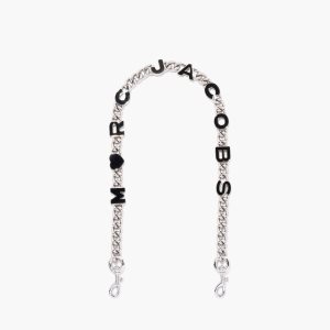 Marc Jacobs Heart Charm Chain Shoulder Remienkove Čierne Strieborne | QLKHWS493
