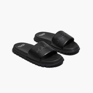 Marc Jacobs Kozene Slapky Čierne | AHGBRY697