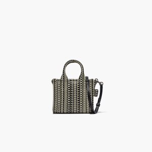 Marc Jacobs Monogram Kozene Micro Tote Čierne Biele | OXTELD467
