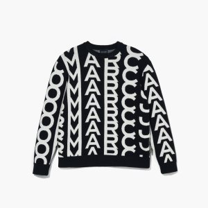 Marc Jacobs Monogram Oversized Crewneck Čierne Biele | RQYOJZ680