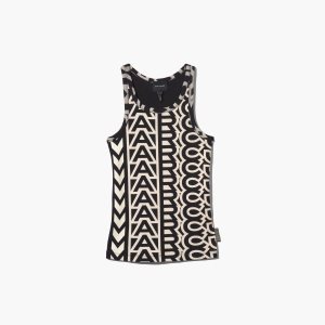 Marc Jacobs Monogram Rib Tank Čierne Biele | LCQVOH142