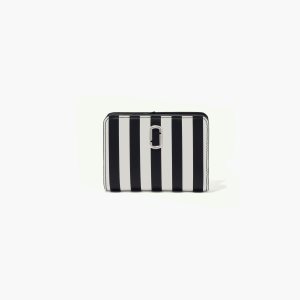 Marc Jacobs Pruhované J Marc Mini Compact Wallet Čierne Biele | DSPBWQ048