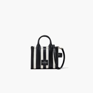 Marc Jacobs Pruhované Micro Tote Bag Čierne Biele | JQRMLV630