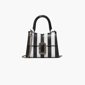 Marc Jacobs Pruhované St. Marc Mini Top Handle Čierne Biele | NSWZUR678
