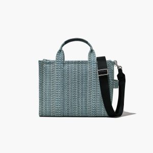 Marc Jacobs Washed Monogram Denim Medium Tote Bag Oranžové Modre | VDUBEK037