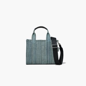 Marc Jacobs Washed Monogram Denim Mini Tote Bag Oranžové Modre | JZRXLB360