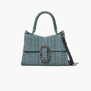 Marc Jacobs Washed Monogram Denim St. Marc Top Handle Oranžové Modre | XOZLUK791
